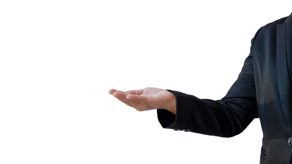 Мужчина Бизнесмен Черном Костюме Изолирован Белом Фоне — стоковое фото
