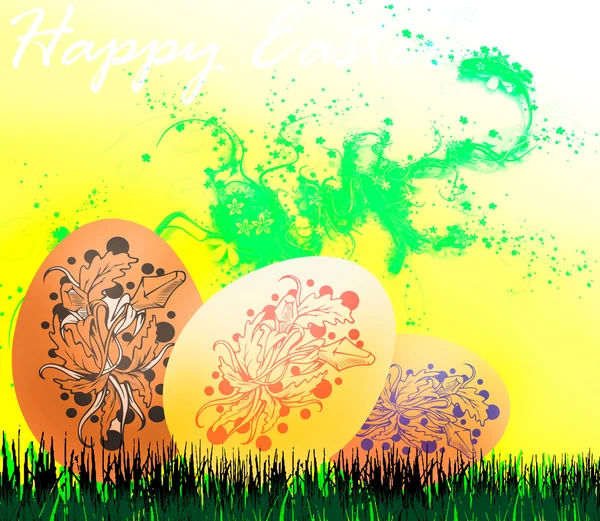 Abstracting Easter eggs on a yellow background ストック写真