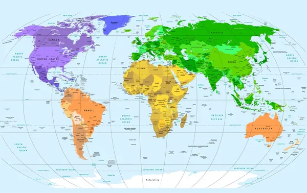 Kaart van de wereld — Stockvector