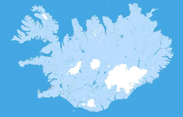 High Detailed Iceland Map Διανυσματική Απεικόνιση Πόλεις Δρόμοι Υδάτινοι Πόροι — Διανυσματικό Αρχείο