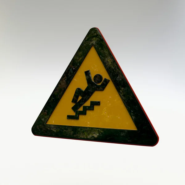 Warnschild - Treppe — Stockfoto