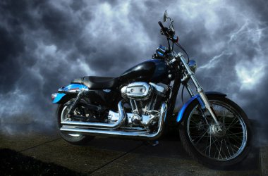 Motorcycle on Storm clipart