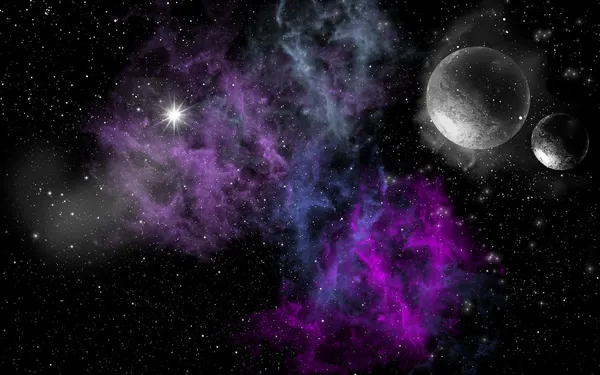 Nuvens de espaço roxo — Vetor de Stock