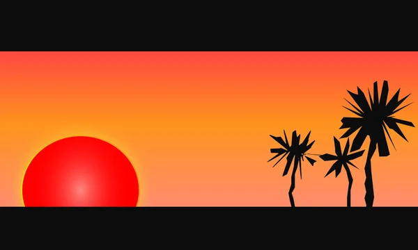 Red Tropical Sunset — Stock Vector