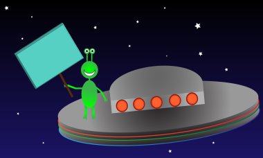 boş işareti ile uzayda uzaylı