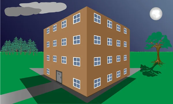 Brun byggnad — Stock vektor