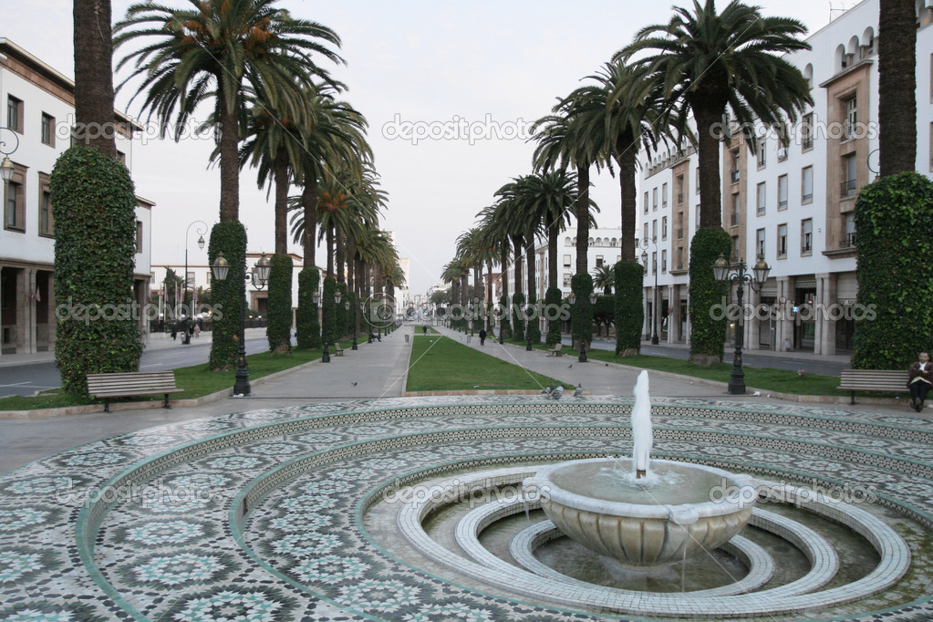 Decorated fountain in capital Morocco Rabat