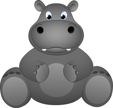 Funny illustration of a hippopotamus clipart