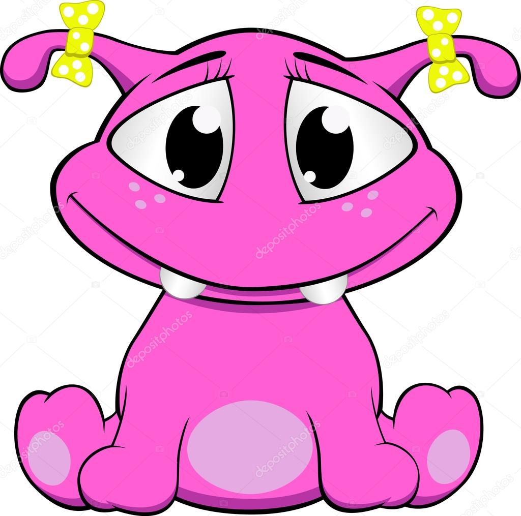Illustration of a cute pink monster