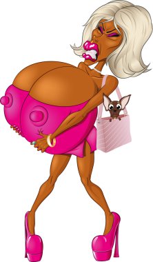 Illustration of glamorous lady with a dog