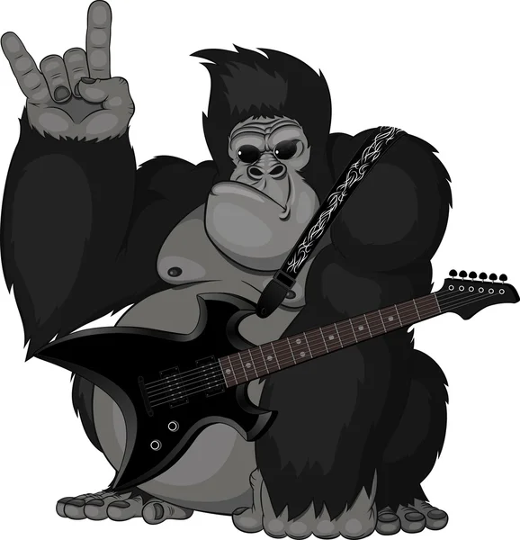 Ilustración: mono con guitarra — Archivo Imágenes Vectoriales