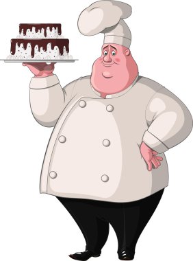 Gösterim: Chef pasta ile bir tepsi tutar.