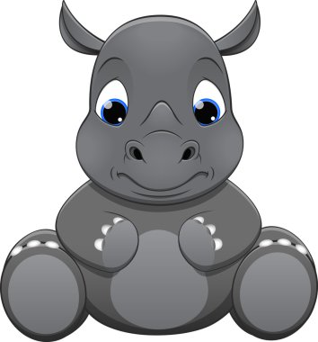 Vector cute rhino clipart