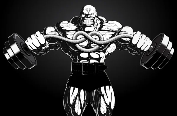 Gösterim: vücut geliştirmeci bir halter ile