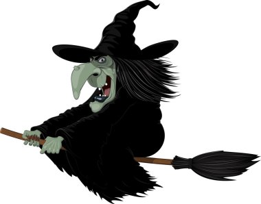 Illustration: Witch on broomstick clipart