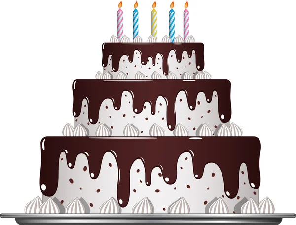 Süße Schokoladenkuchen für eine Geburtstagsfeier. — Stockvektor