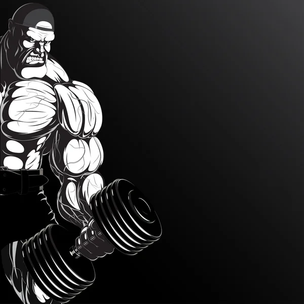 Illustration : bodybuilder avec haltère — Image vectorielle