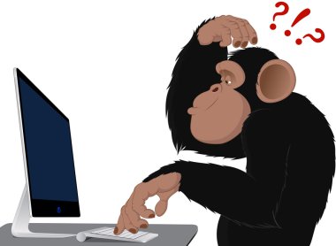 Monkey and computer clipart