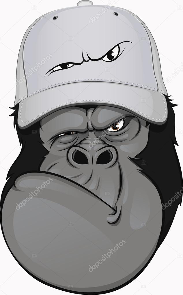 Funny gorilla in a baseball cap