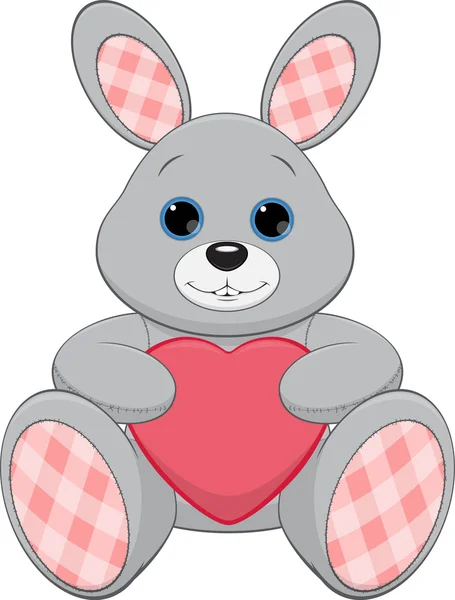 Vector toy bunny with heart — Stock Vector