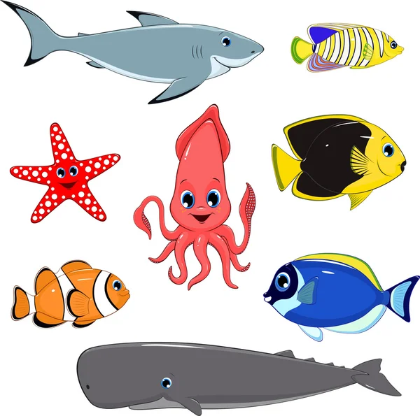 Conjunto de animales marinos — Vector de stock