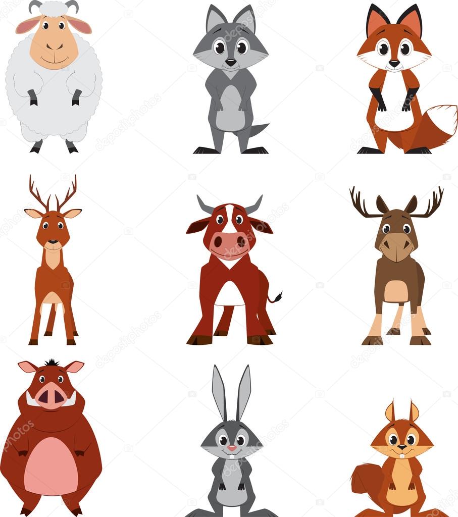 Cute colorful exotic animals collection Stock Vector Image by  ©Andrey_Makurin #41468463