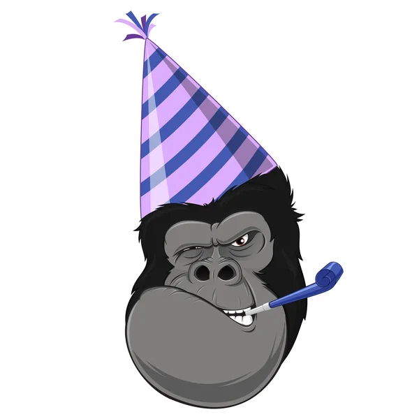 Gorilla head with hat — Stock Vector