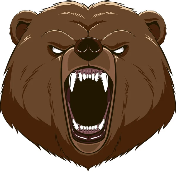 Oso enojado cabeza mascota — Vector de stock