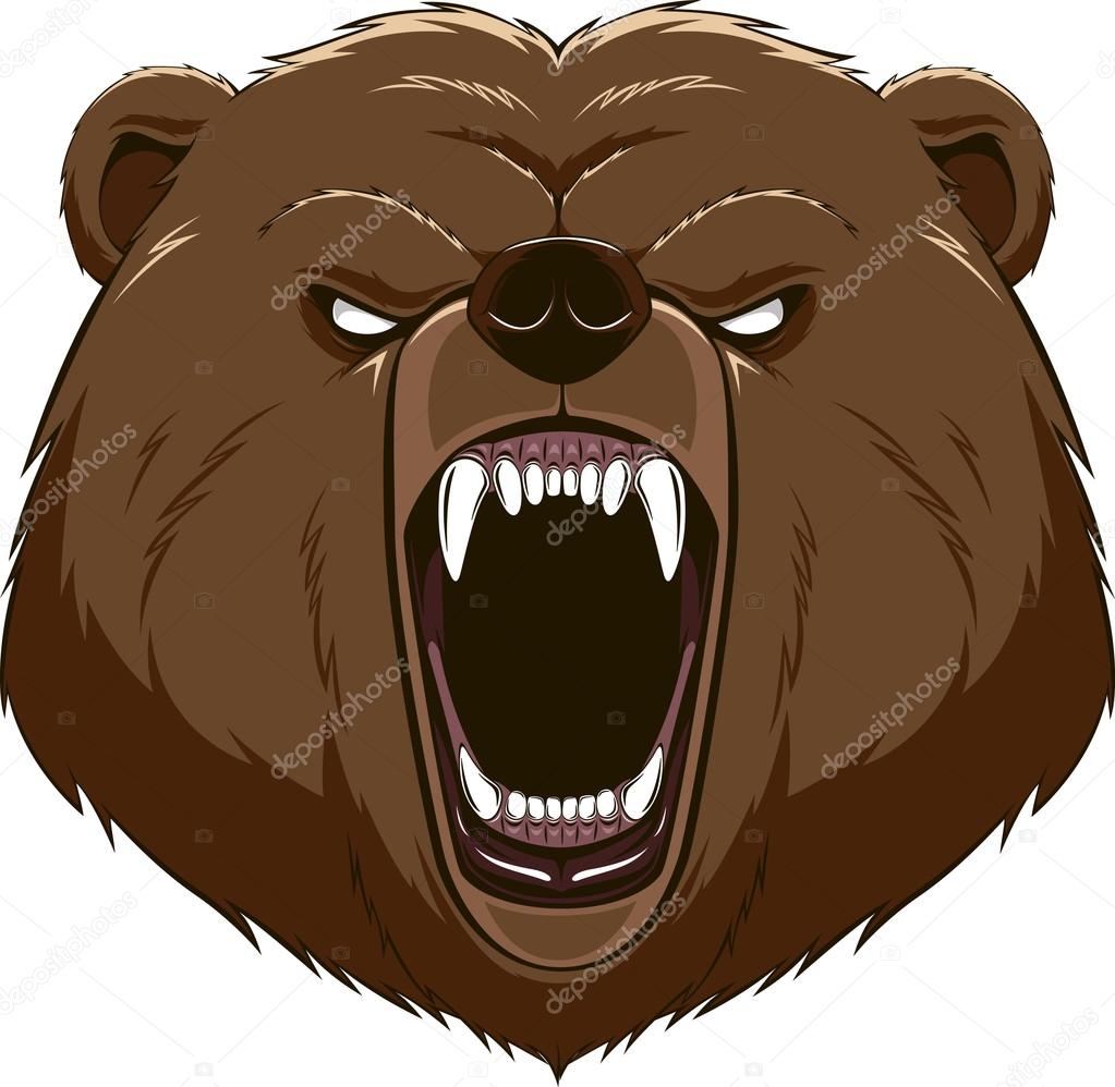 Angry bear head mascot