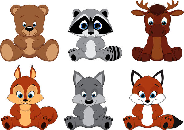 Милая красочная коллекция экзотических животных
