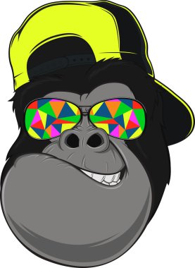 Monkey with glasses clipart