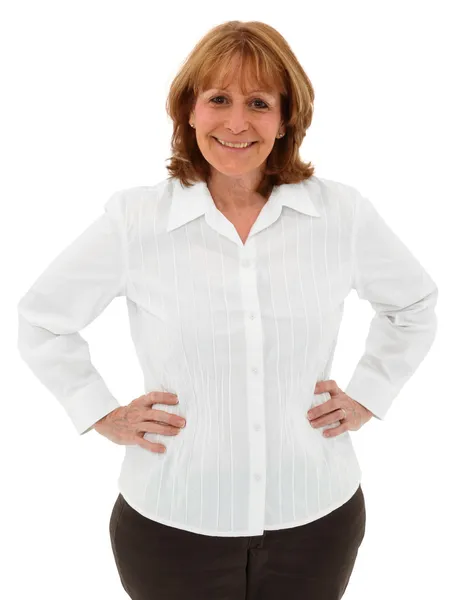 Attractive Older Female With Hands On Hips — Stock Photo, Image