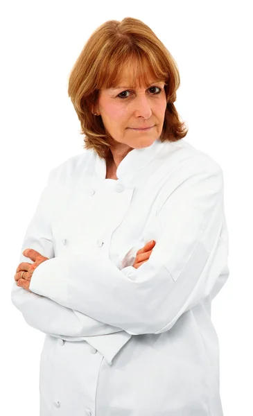Atractiva mujer mayor Chef con brazos cruzados —  Fotos de Stock
