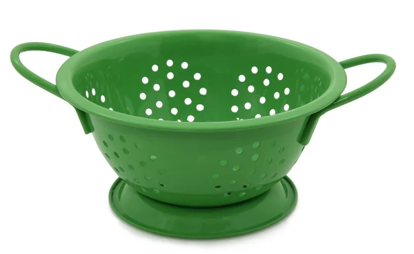 Green Colander On White — Stock Photo, Image