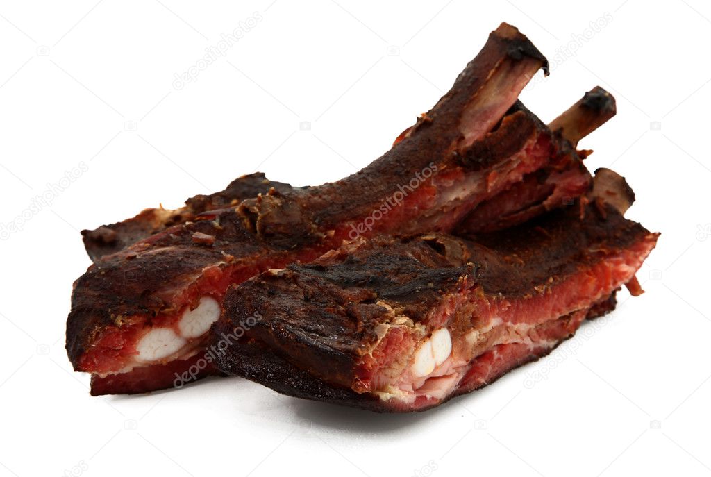 Side View Of Beef Ribs On White