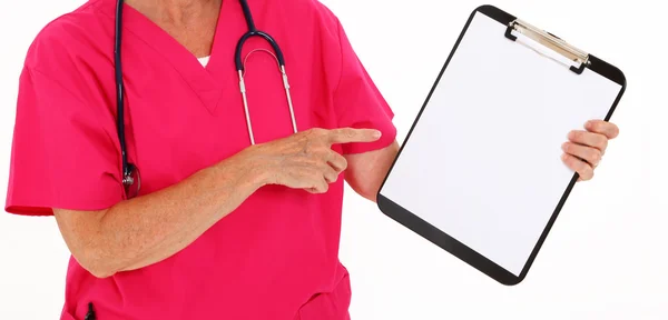 Physician Pointing At Clipboard — Stock Photo, Image