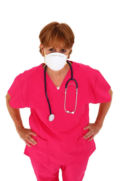 Nurse With Mask Looking Up — Stock Photo, Image