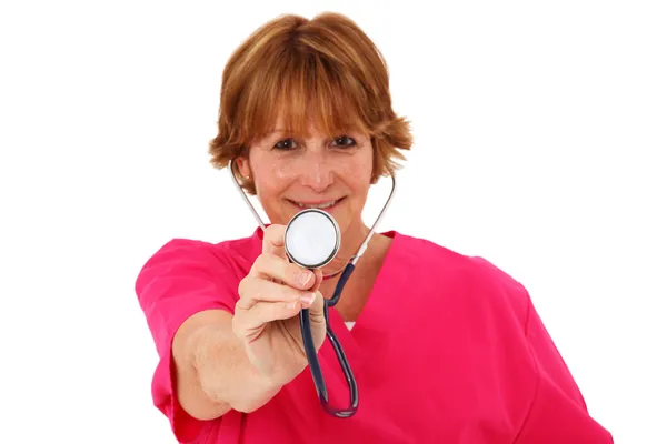 Nurse Holding Stethoscope — Stock Photo, Image