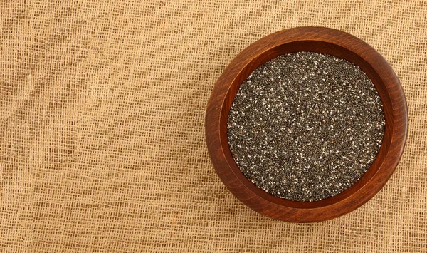 Wooden Bowl With Chia Seeds — Stock Photo, Image