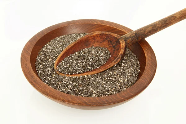 Wooden Spoon In Chia Seeds Stock Photo