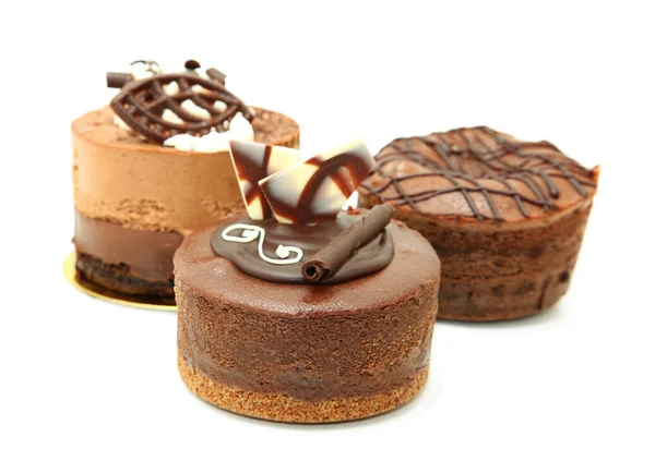 Trio de tartes de chocolate — Fotografia de Stock