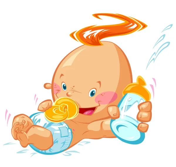 Baby with a milk bottle — Stock Vector