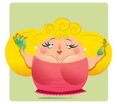 Fat woman on a diet clipart