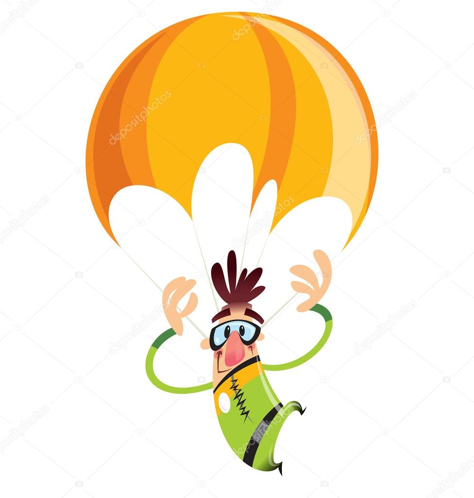 Man falling with parachutte
