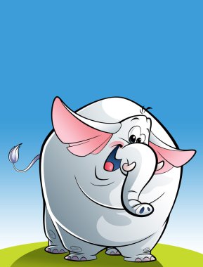 karikatür mutlu beyaz fil