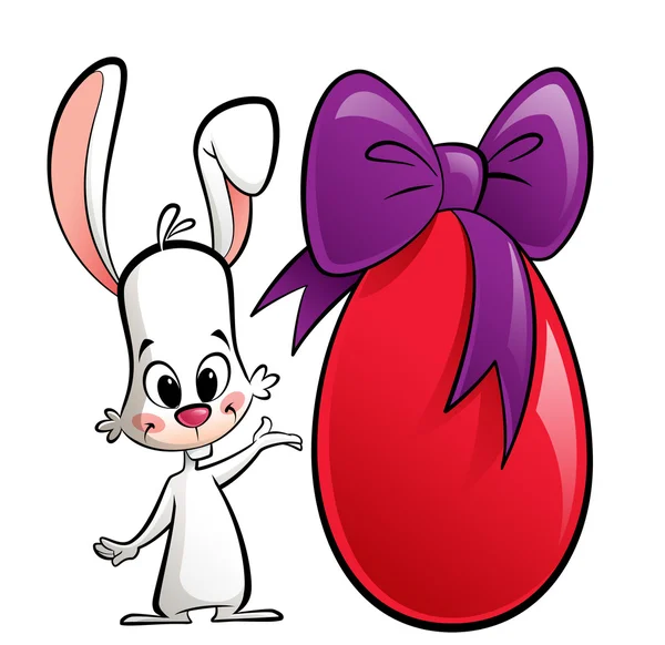 Cartoon bunny with a huge easter egg — Stock Photo, Image