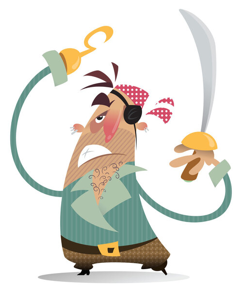 Cartoon angry pirate