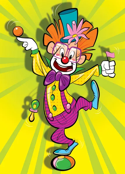 Счастливый клоун на фоне клолорфола — стоковое фото