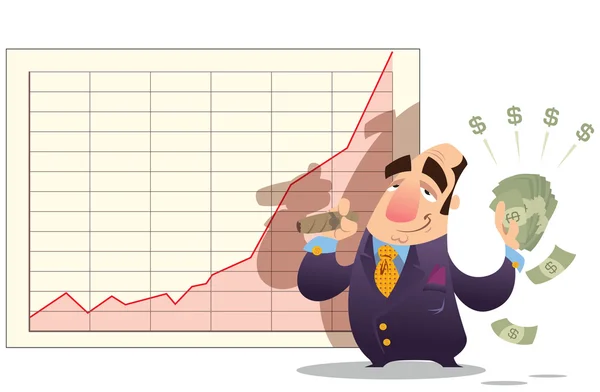 Homem ganhar dinheiro como mercado de ações sobe — Fotografia de Stock