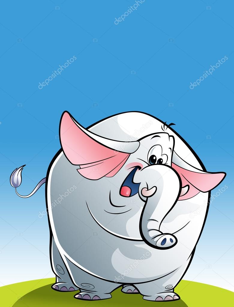 Cartoon happy white elephant